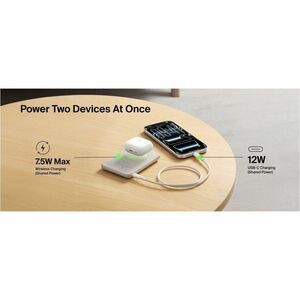 Belkin BoostCharge Power Bank - White - For Qi2-enabled Device, iPhone - 5000 mAh - 20 W - USB Type-C Connector - 1 x USB 