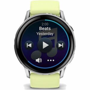 Garmin Venu 4 Smart Watch - Silver Case Color - Citron Band Color - Stainless Steel, Metal Body Material - Fiber Reinforce