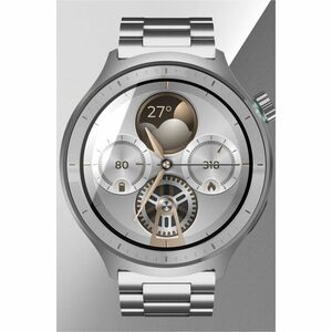 Motorola Mobility moto watch Smart Watch - Round Case Shape - Matte Silver Body Color - PANTONE Herbal Garden Band Color -