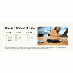 Belkin BoostCharge Stromspeicher - Schwarz - 10000 mAh - 45 W - Integriertes Kabel - Schwarz