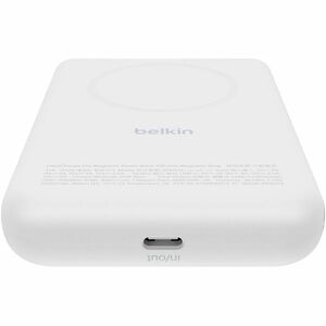 Belkin UltraCharge Pro Power Bank - White - For Qi2-enabled Device, MagSafe-enabled Device, iPhone - 1 x Type-C 25W - 1000