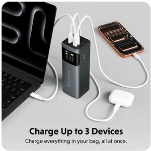 Hyperjuice HJ5501GL Power Bank - Grey - For Notebook, iPad Pro, MacBook Pro, iPhone, Mobile Workstation - 1 x Type-C 140W 