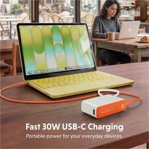 Hyperjuice Flex HJ5401OGGL Power Bank - Vermilion Orange - For Smartphone, Tablet PC, Notebook, USB Type A Device, USB Typ