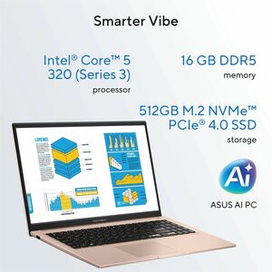 Asus VivoBook 15 X1504 X1504MA-BQ426WS 39.62 cm (15.60") Notebook - Full HD - 60 Hz - Intel Core 5 Series 3 320 - 16 GB - 