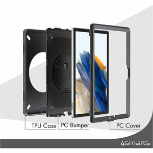 4smarts Robust Tasche Samsung Galaxy Tab A9 Tablet - Schwarz - Polycarbonat, Thermoplastisches Polyurethan (TPU), Gummi Kö