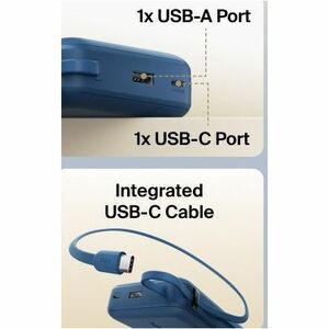Belkin UltraCharge Power Bank - Blue - For Smartphone, iPhone, iPad Air, iPad mini, iPad Pro - 20000 mAh - 45 W - USB Type