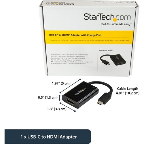 StarTech.com USB C to HDMI 2.0 Adapter 4K 60Hz with 60W Power Delivery Pass-Through Charging - USB Type-C to HDMI Video Co