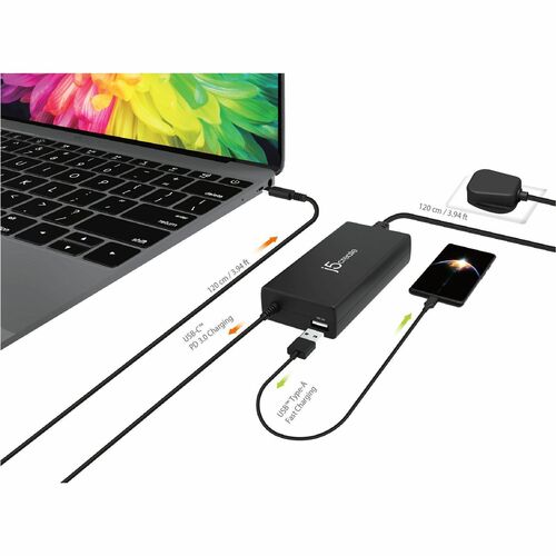 j5create Super Charger JUP2290C-FN 100 W AC Adapter - 1 Pack - Universal Adapter - For Chromebook, MacBook, iPhone, MacBoo