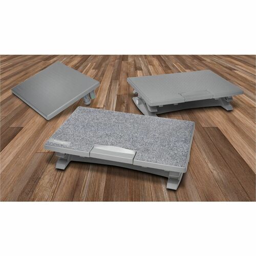 Kensington SoleMate Pro Footrest - Grey - 1 Box - 90 mm - 120 mm Adjustable Height - 18° Tilt - Fabric, Acrylonitrile Buta