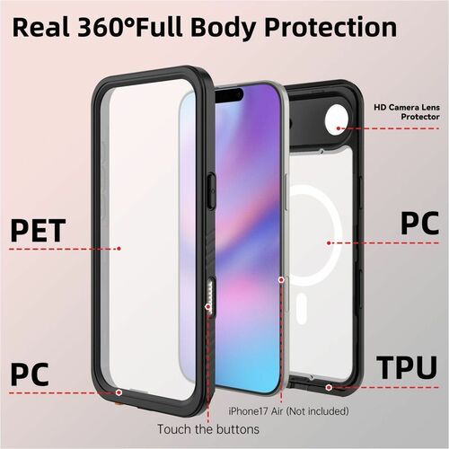 4smarts Stark Robust Tasche für 16,8 cm (6,6 Zoll) Apple iPhone 17 Air Smartphone - Transparent, Schwarz - Gummi, Polycarb