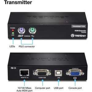 TRENDnet KVM Extension Kit - 1 Computer(s) - 1 , 1 Local User(s), Remote User(s) - 1 x HD-15 VGA, 1 x Type B USB