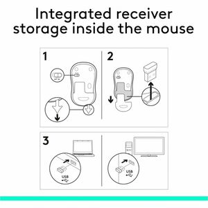 Logitech M185 Wireless Mouse, 2.4GHz with USB Mini Receiver, 1000 DPI Optical Tracking, Swift Grey - Optical - Wireless - 