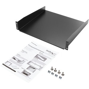 StarTech.com Black Standard Universal Server Rack Cabinet Shelf - 20 kg Static/Stationary Weight Capacity