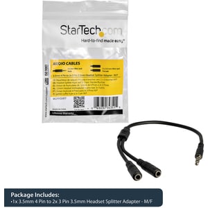 StarTech.com Headset adapter for headsets with separate headphone / microphone plugs - 3.5mm 4 position to 2x 3 position 3