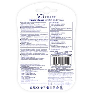 Verbatim 8GB Store 'n' Go V3 USB 3.0 Flash Drive - Gray - 8 GB - USB 3.2 (Gen 1) Type A - Gray, Black - Lifetime Warranty 