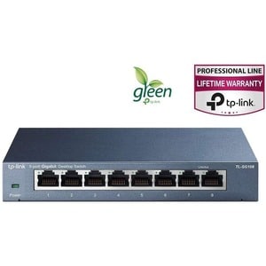 TP-LINK TL-SG108 8-Port 10/100/1000Mbps Desktop Gigabit Steel Cased Switch - 8 Ports - Gigabit Ethernet - 10/100/1000Base-