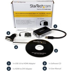 StarTech.com USB 3.0 Super Speed auf HDMI® Multi Monitor Adapter - Externe Grafikkarte mit USB Hub - 1 x 19-pin HDMI Digit