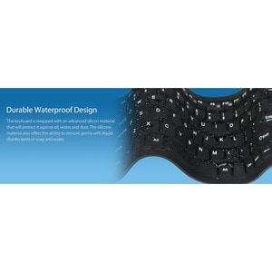 Adesso Antimicrobial Waterproof Flex Keyboard (Compact Size) - Cable Connectivity - USB Interface - 108 Key Home Page, Ema