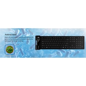 Adesso SlimTouch 232 Antimicrobial Waterproof Flex Keyboard (Full Size) - Cable Connectivity - USB Interface - 120 Key Mul