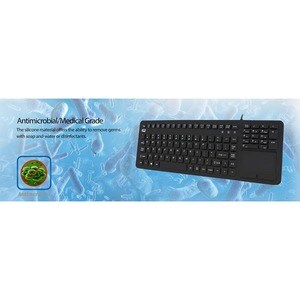 Adesso Antimicrobial Waterproof Touchpad Keyboard - Cable Connectivity - USB Interface - 108 Key Windows Key Hot Key(s) - 