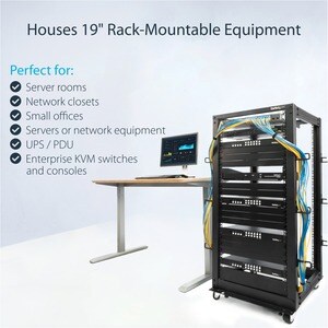 StarTech.com 4-Pfosten 25 HE Mobiles Open Frame Serverrack, 19" Netzwerk Rack, Rack für AV/IT; Rollen, Nivellierfüße oder 