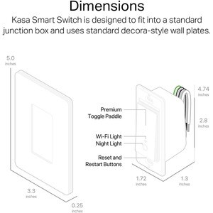 TP-Link Kasa Smart HS200 - Kasa Smart Light Switch - Single Pole, Needs Neutral Wire, 2.4GHz Wi-Fi Light Switch Works with
