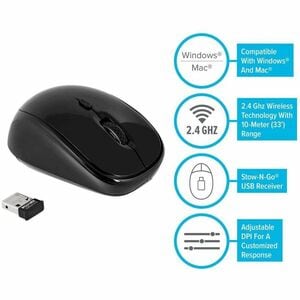 Targus AMW50US Mouse - Radiofrecuencia - USB - Óptico - Negro, Gris - Inalámbrico - 10.06m - 800 dpi - Rueda de desplazami