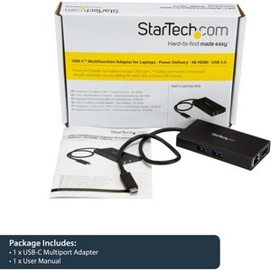StarTech.com Adaptateur Multiport USB-C - Mini Station d'Accueil USB-C avec 4K HDMI - 60W Power Delivery Pass-Through, GbE