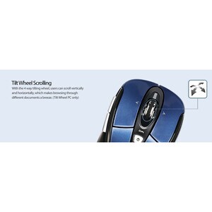 Adesso iMouse S60L - 2.4 GHz Wireless Programmable Nano Mouse - Optical - Wireless - Radio Frequency - 2.40 GHz - Blue - U