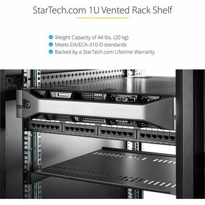 StarTech.com 1U Vented Server Rack Cabinet Shelf - Fixed 7in Deep Cantilever Rackmount Tray for 19" Data/AV/Network Enclos