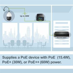 TRENDnet TPE-117GI PoE Injector - TAA Compliant - 120 V AC, 230 V AC Input - 52 V DC, 1.38 A Output - 1 x Gigabit Ethernet