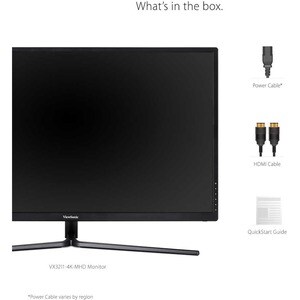 ViewSonic VX3211-4K-MHD 32 Inch 4K UHD Monitor with 99% sRGB Color Coverage, HDR10, FreeSync, HDMI, DisplayPort - VX3211-4