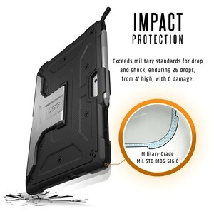 Urban Armor Gear Metropolis Rugged Keyboard/Cover Case Microsoft Surface Go Tablet - Black - Anti-slip, Impact Resistant, 
