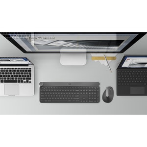 Logitech MX Vertical Maus - Bluetooth/Radio-Frequenz - USB-Typ C - Optisch - 4 Taste(n) - 4 Programmable Button(s) - Schwa