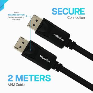 VisionTek DisplayPort to DisplayPort 2M Cable (M/M) - 6.6 ft (2 m) DisplayPort A/V Cable for Audio/Video Device, Monitor, 