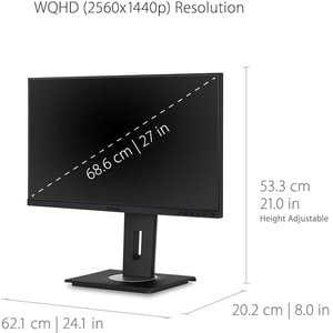 ViewSonic VG2755-2K 24 Inch IPS 1440p Monitor with USB C, HDMI, DisplayPort and 40 Degree Tilt Ergonomics for Home and Off