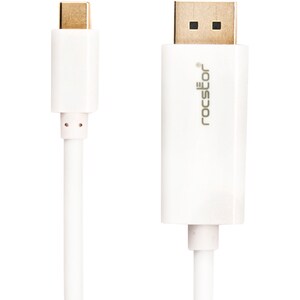 Rocstor Premium 6ft / 2m USB Type C to DisplayPort Cable - USB C to DP Cable - 4K 60Hz - White - DisplayPort/USB for Video