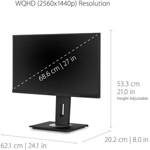 ViewSonic Graphic VG2755-2K 27" Class WQHD LED Monitor - 16:9 - 68.6 cm (27") Viewable - In-plane Switching (IPS) Technolo