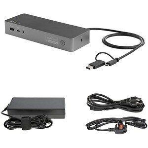 StarTech.com Universal Laptop Docking Station, Hybrid USB-C & USB-A Dock, Dual 4K DP & HDMI, 100W PD, Mac / Windows / Chro