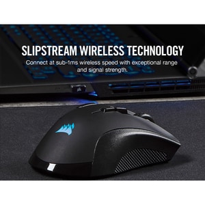 Corsair IRONCLAW RGB Wireless Gaming Mouse - Optical - Cable/Wireless - Bluetooth/Radio Frequency - 2.40 GHz - Black - USB