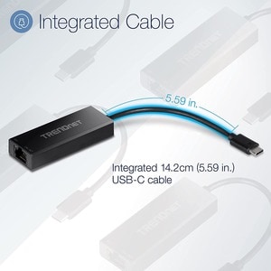 TRENDnet USB-C 3.1 To 2.5GBase-T Ethernet Adapter, IEEE 802.3bz 2.5GBASE-T Compliant, Supports Up to 2.5Gbps connection Sp