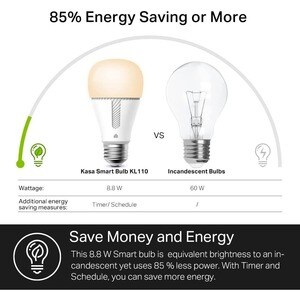 Kasa Smart KL110 LED Light Bulb - 10 W - 800 lm - A19 Size - Soft White Light Color - E26 Base - 25000 Hour - 2700°K Color