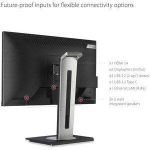 ViewSonic VG2456 24 Inch 1080p Monitor with USB C 3.2, Docking Built-In Gigabit Ethernet and 40 Degree Tilt Ergonomics for