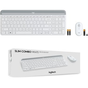 Logitech Slim Wireless Keyboard and Mouse Combo MK470 - USB Wireless RF - USB Wireless RF - Optical - 1000 dpi - 3 Button 