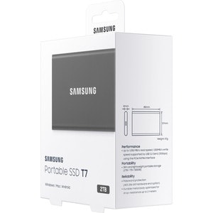 Samsung T7 MU-PC2T0T/AM 2 TB Portable Solid State Drive - External - PCI Express NVMe - Titan Gray - Gaming Console, Deskt