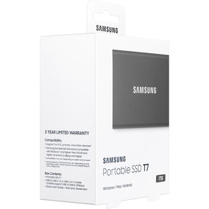  SSD Externe T7 Samsung 1To Gris titane MU-PC1T0T, vitesse de lecture jusqu'à 1050 Mo/s, résiste aux chutes jusqu'à 2m