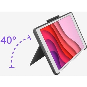 Logitech Combo Touch Keyboard/Cover Case for 25.9 cm (10.2") Logitech, Apple iPad (7th Generation) Tablet - Graphite - Scu
