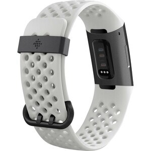 Fitbit Charge 3 Smart Band - Frost White, Graphite Aluminum Body Color - Leather, Aluminium Body Material - Woven, Elastom
