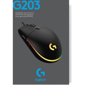 Logitech G203 Gaming Mouse - Cable - Black - USB - 8000 dpi - 6 Button(s) - 1
