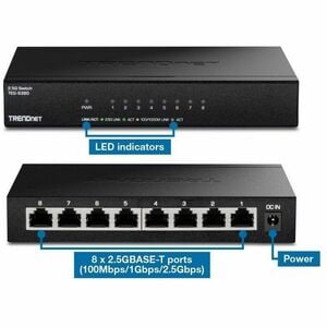 TRENDnet TEG-S380 8 Anschlüsse Ethernet-Switch - 2.5 Gigabit Ethernet - 2.5GBase-T - TAA-konform - 2 Unterstützte Netzwerk